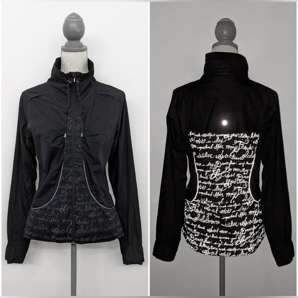 lululemon Velocity JacketReflective Manifesto Script - RARE FIND🖤